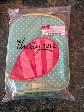 thirty-one Aqua Insulated Lunch Backpack with Pink Accent